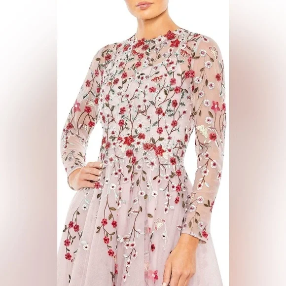 Mac Duggal 20334 NWT Elegant Floral Embroidered Gown - Picture 4 of 7
